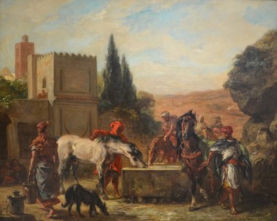 Horses at a Fountain by Ferdinand Victor Eugene Delacroix